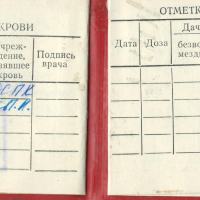 Удостоверение донора СССР Г. Н. Амеличева. Из личного архива Г. Н. Амеличева.